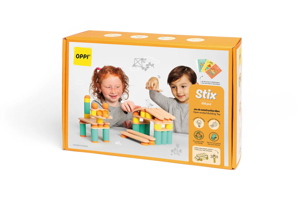 Stix Large Kit - Construction and Building Toy - Oppi Toys - 108 Pieces