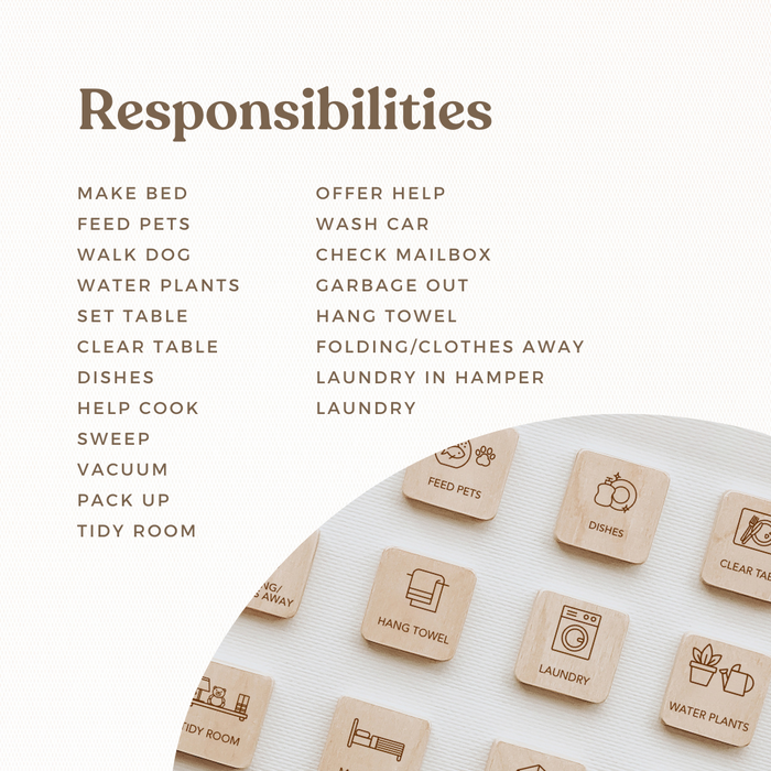 Responsibilities Set - For Little Agenda and Routine Helper - Wooden Magnetic Tiles - Second Scout