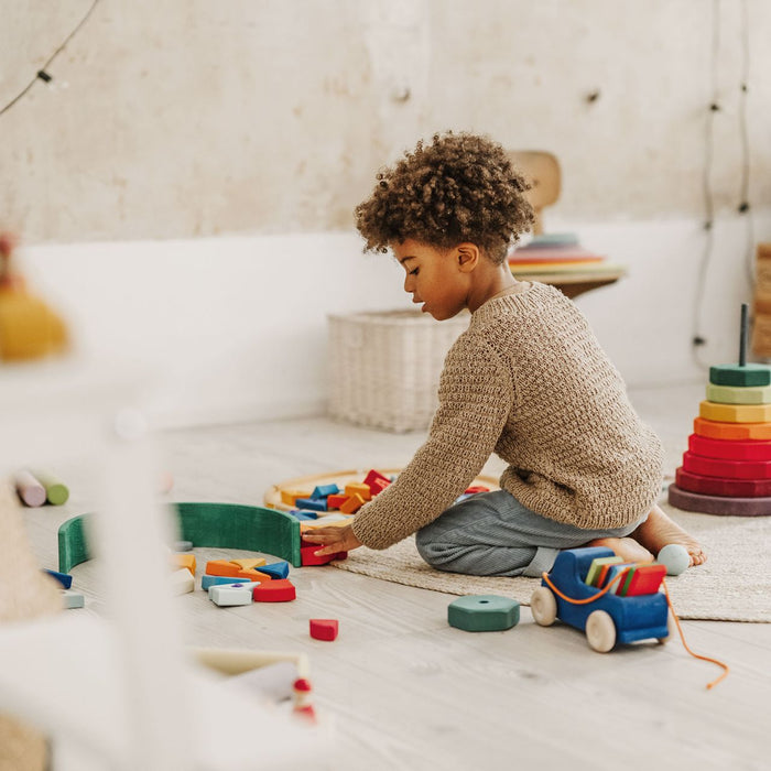 Pull Along Truck with Rainbow Blocks  - Grimm's