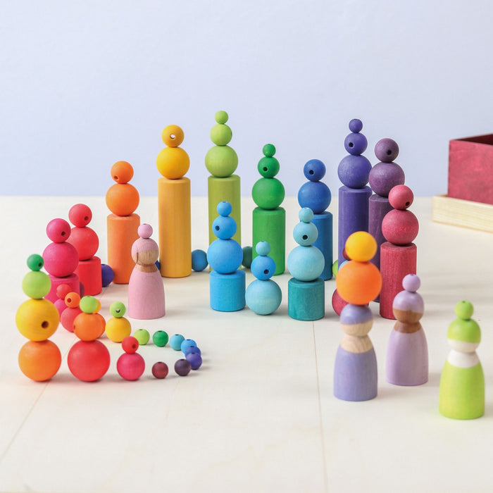 120 Tiny Rainbow Wooden Beads - Wood Beads - Grimm's Wooden Toys
