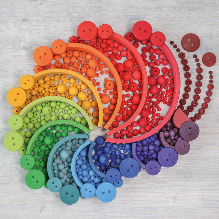 120 Tiny Rainbow Wooden Beads - Wood Beads - Grimm's Wooden Toys