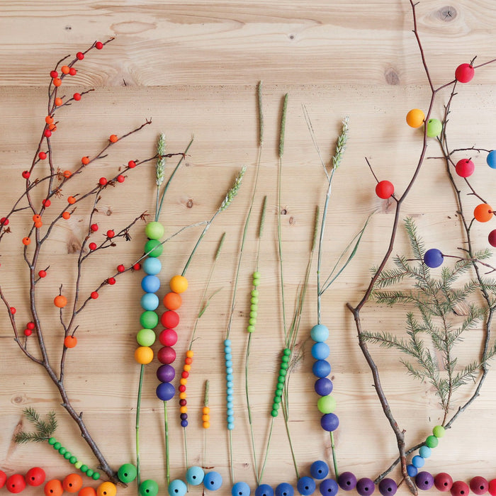 120 Tiny Rainbow Wooden Beads - Wood Beads - Grimm's Wooden Toys
