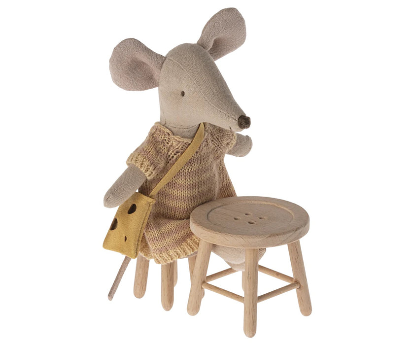 Wooden Button Mouse Table and Stool Set  - Maileg