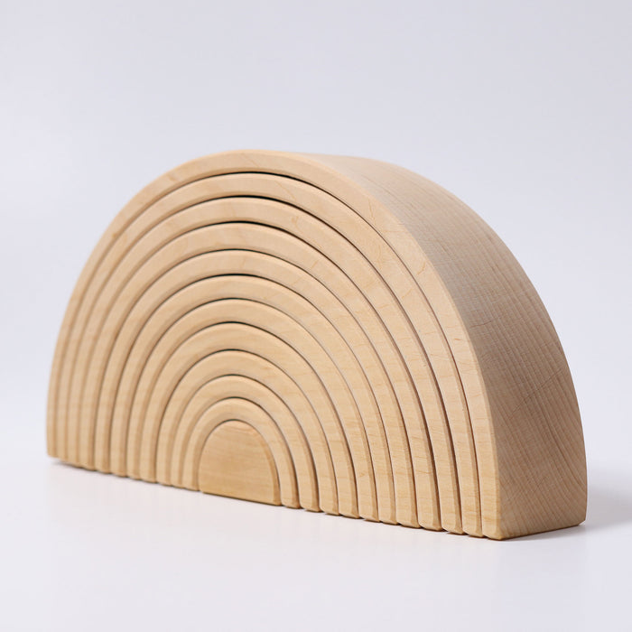 12-Piece Wooden Natural Rainbow Stacking Tunnel Grimm's Large