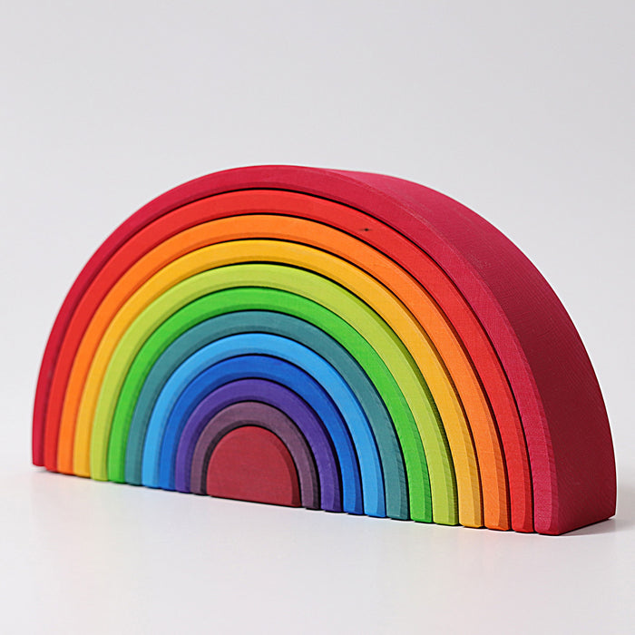 12-Piece Wooden Rainbow Stacking Tunnel - Grimm's Large Rainbow - Grimm's Wooden Toys