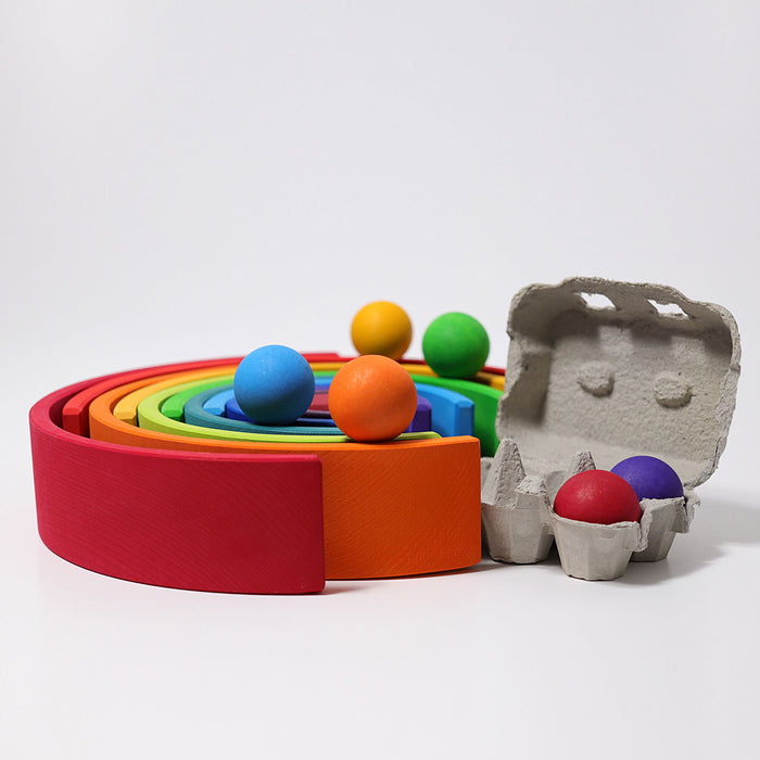 12-Piece Wooden Rainbow Stacking Tunnel - Grimm's Large Rainbow - Grimm's Wooden Toys