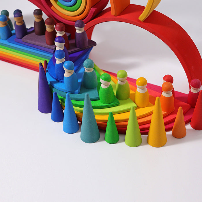12-Piece Wooden Rainbow Stacking Tunnel - Grimm's Large Rainbow - Grimm's Wooden Toys