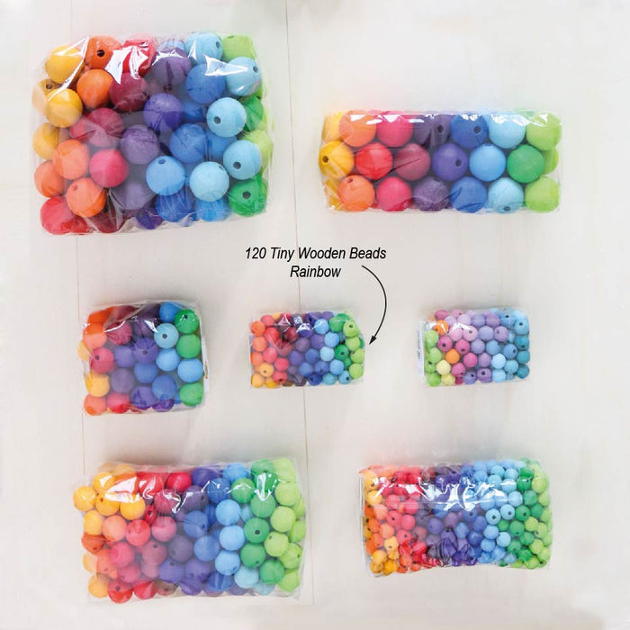120 Tiny Rainbow Wooden Beads - Wood Beads - Grimm's Wooden Toys