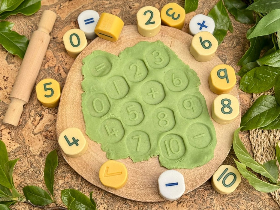 Number Stamping Stones - Play Dough Math Stamping Stones