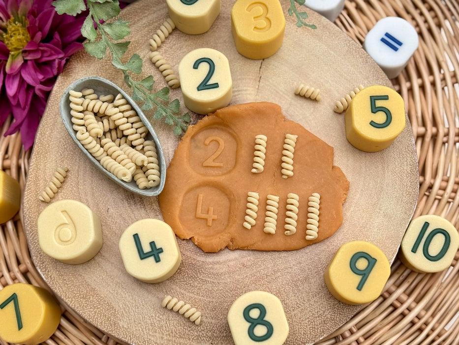 Number Stamping Stones - Play Dough Math Stamping Stones