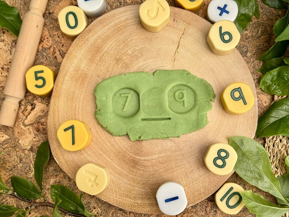 Number Stamping Stones - Play Dough Math Stamping Stones