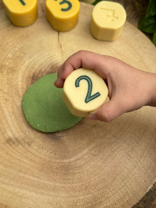 Number Stamping Stones - Play Dough Math Stamping Stones