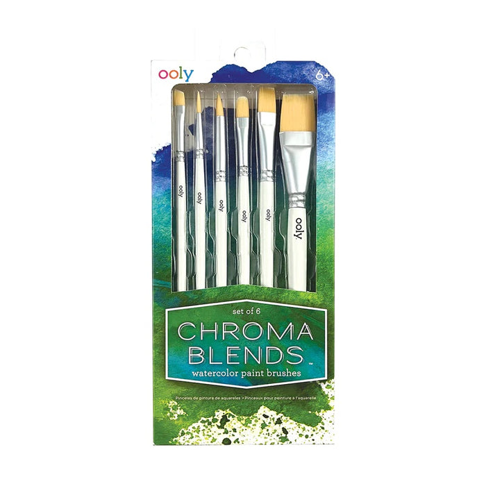 Set of 6 Paint Brushes - White Wooden Handle - OOLY