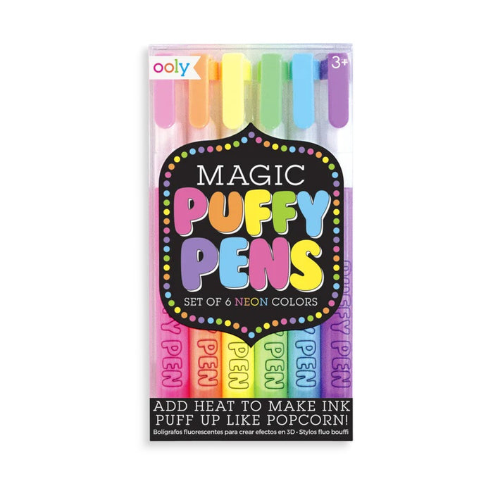 6 neon colored 3D puffy ink pens