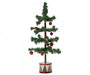 Green Christmas tree with LED lights and red ornaments