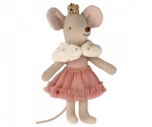 Little Sister Mouse in a Match Box in a rose colored dress