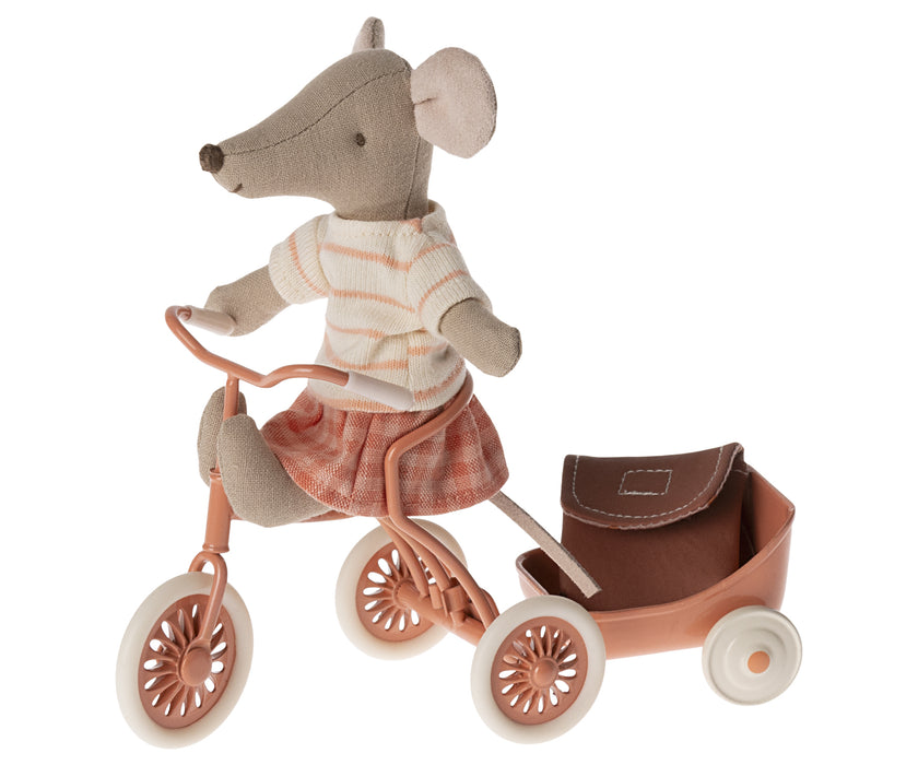 Tricycle Mouse Big Sister w/ Magnetic hands - Coral - Maileg Mice