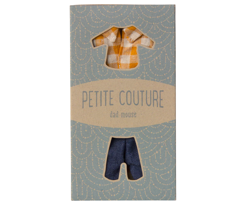 Yellow Checked Shirt and Pants - Dad/Mom Size - Maileg Mouse Clothing