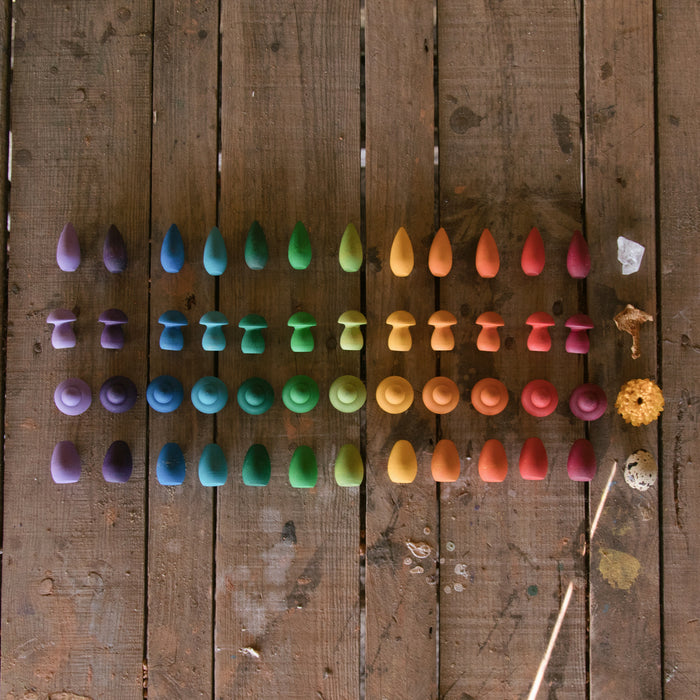 4 Sets of Rainbow Mandalas – Loose Parts - Grapat (Eggs, Flower, Mushroom, Snowflake)