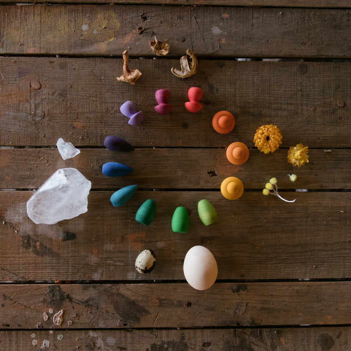 4 Sets of Rainbow Mandalas – Loose Parts - Grapat (Eggs, Flower, Mushroom, Snowflake)