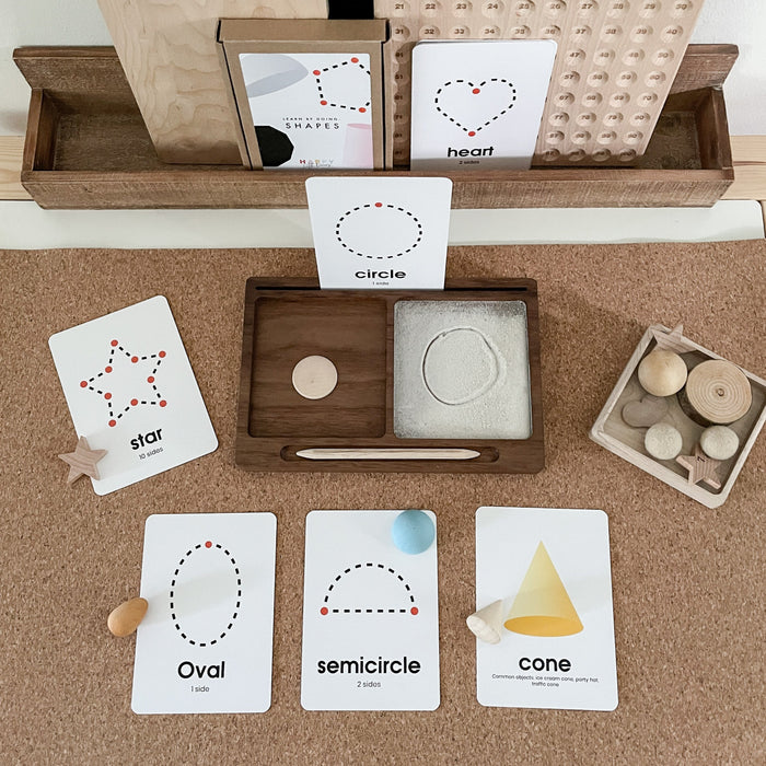 Montessori Wooden 2 Part Sand Tray with Flashcard Holder - 2 Part Tray —  Oak & Ever