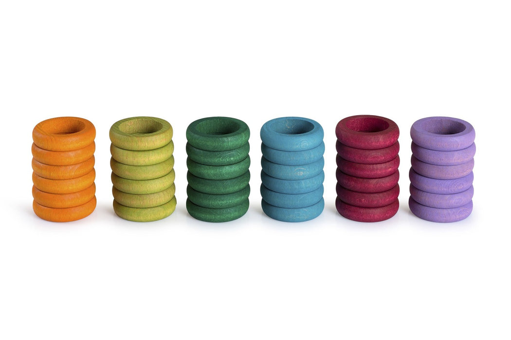 36 Wooden Rings in 6 Complementary Colors – Grapat