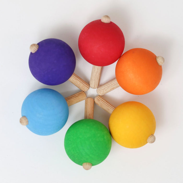 Rainbow Spinning Tops - 6 Wooden Tops  - Grimm's