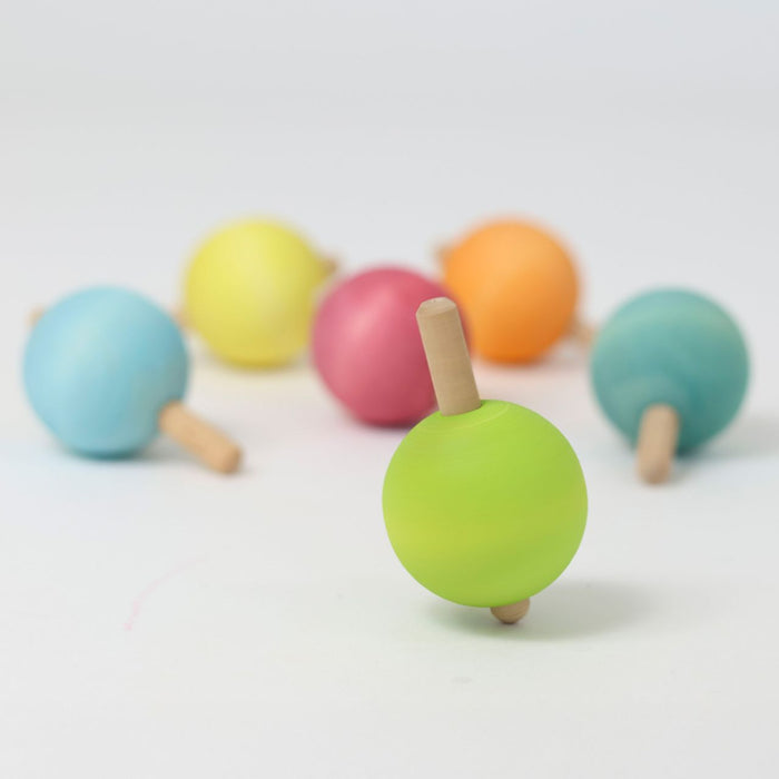 Pastel Spinning Tops - 6 Wooden Tops - Grimm's