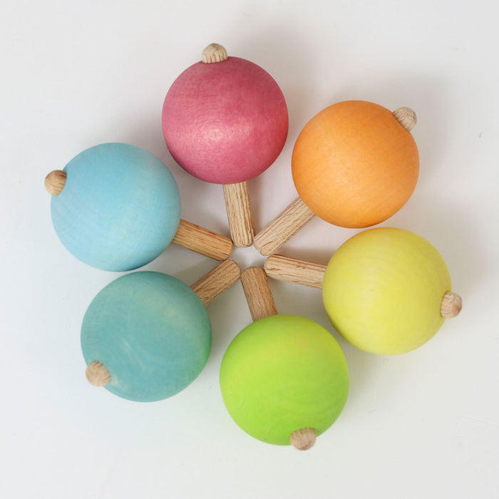 Pastel Spinning Tops - 6 Wooden Tops  - Grimm's