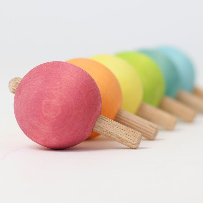 Pastel Spinning Tops - 6 Wooden Tops  - Grimm's