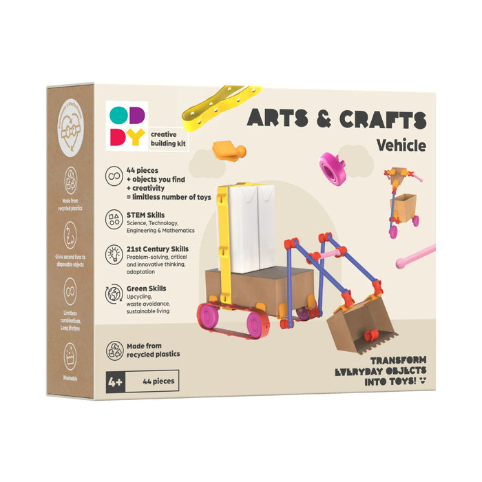 44 PC Vehicle Arts & Crafts Kit - Eco-Friendly STEM Toy Building Set - ODDY