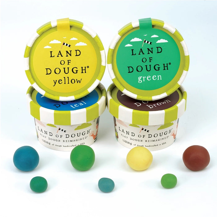 4 Pack of Playdough  -  Construction - Yellow, Teal, Brown, and Green - The Land of Dough