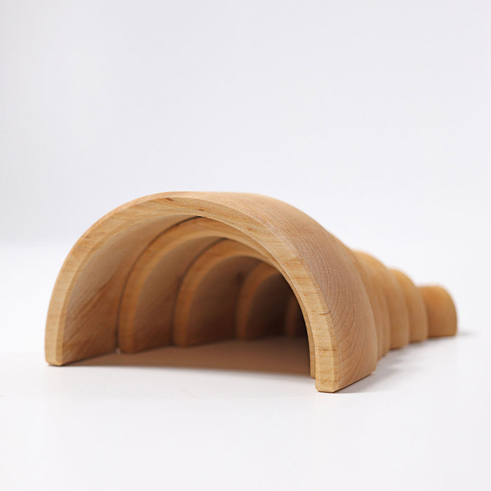 6-Piece Natural Rainbow Stacking Tunnel  - Grimm's Medium Rainbow - Grimm's Wooden Toys