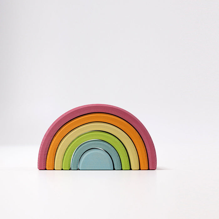 6-Piece Pastel Rainbow Stacking Tunnel  - Grimm's Medium Rainbow - Grimm's Wooden Toys