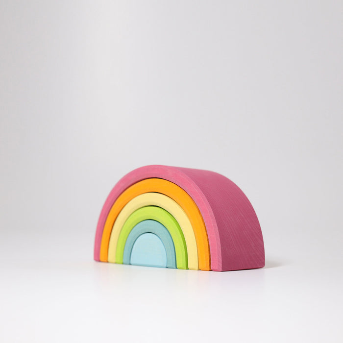 6-Piece Pastel Rainbow Stacking Tunnel  - Grimm's Medium Rainbow - Grimm's Wooden Toys