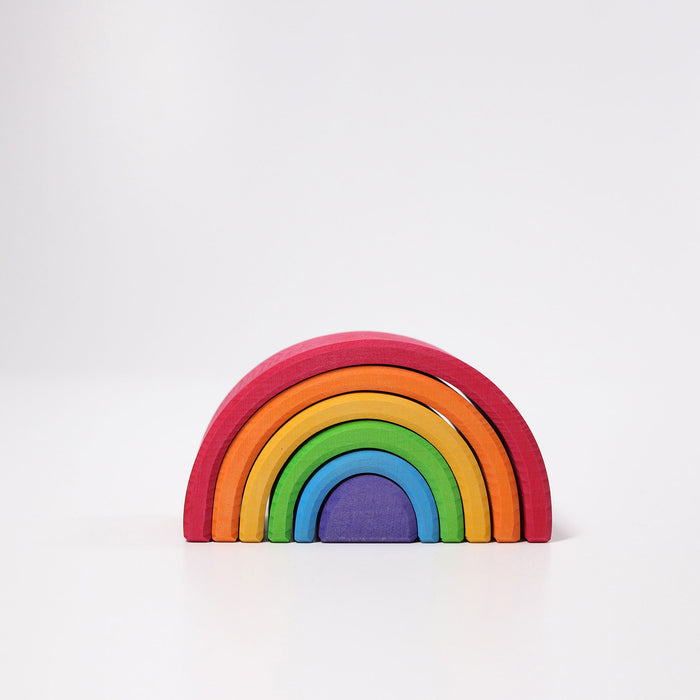 6-Piece Wooden Rainbow Stacking Tunnel  - Grimm's Medium Rainbow - Grimm's Wooden Toys