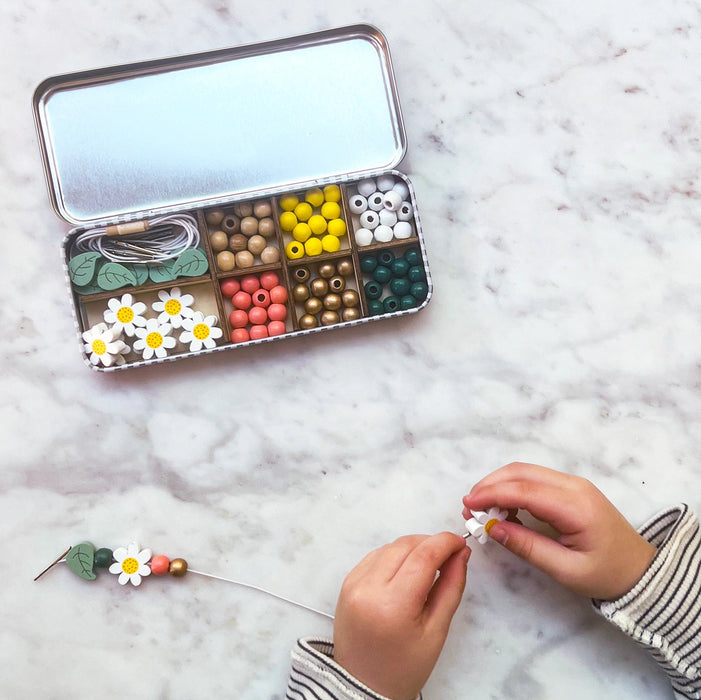 Daisy Chain - Small Bracelet Making Kit - Wooden Beads - Kids Beading Craft Kit