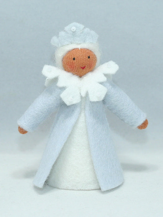 Winter Queen with white hair in a bun and beaded snowflake crown Medium skin