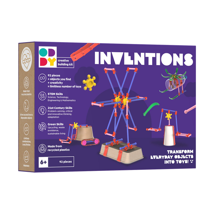 92 PC Inventions Building Kit - Eco-Friendly STEM Toy Building Set - ODDY