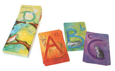 Alphabet Flash Cards - Waldorf Style Letter and Animal Cards - 48 Cards  - Grimm's