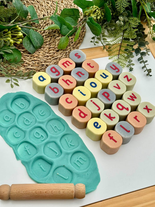 Alphabet Stamping Stones - Play Dough Lowercase Letter Stamping Stones
