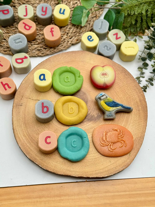 Alphabet Stamping Stones - Play Dough Lowercase Letter Stamping Stones