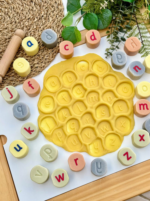 Alphabet Stamping Stones - Play Dough Lowercase Letter Stamping Stones