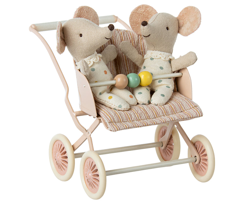 Baby Mouse Double Stroller - Rose - Twin or Triple Stroller - Maileg