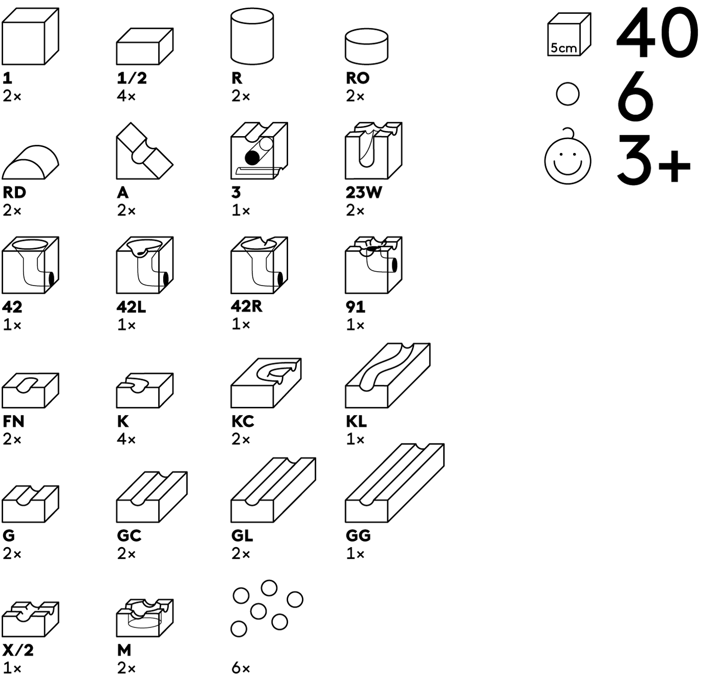 Cuboro Standard 50, Pista Biglie In Legno Svizzero, Set Base Da 50 Pezzi Con 5 Biglie, Gioco Creativo Per Bambini E Adulti - 4