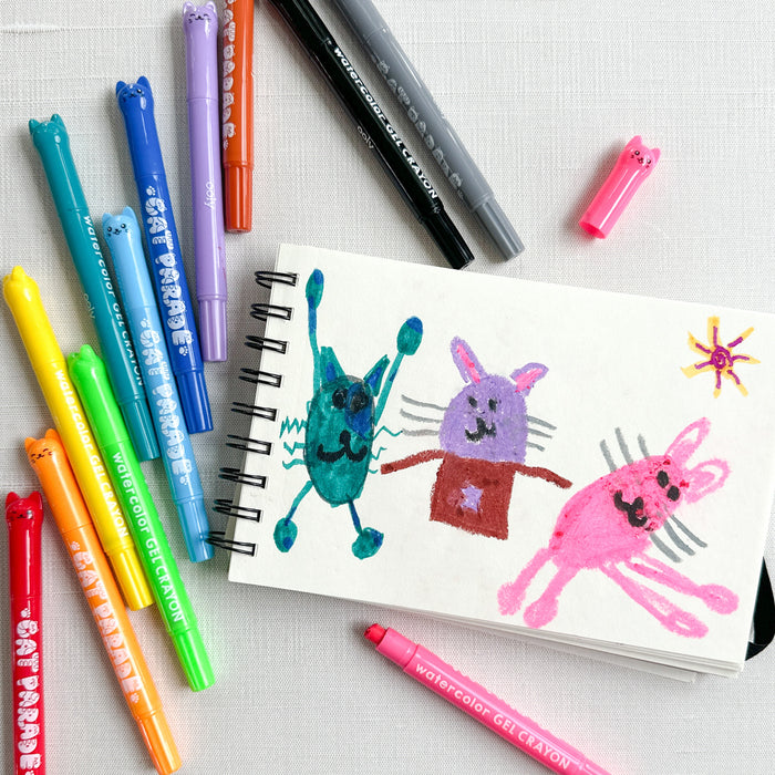 OOLY 12ct Multicolor Cat Parade Watercolor Gel Crayons