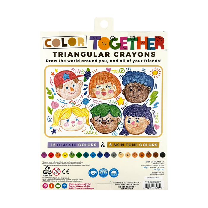 Color Together Triangular Crayons - Set of 18 Colors - OOLY