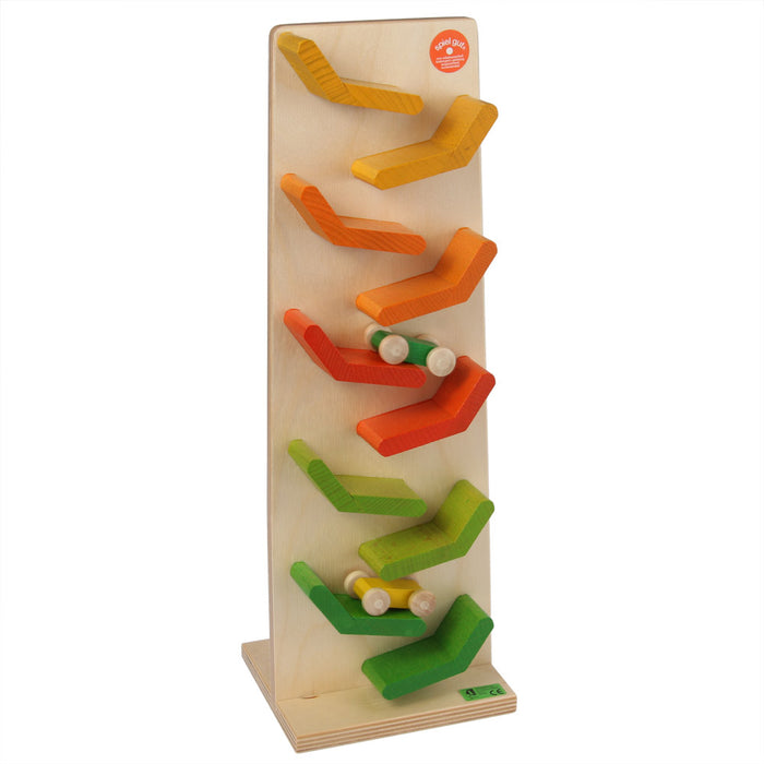 Colorful Cascade Tower with Wooden Cars - Beck