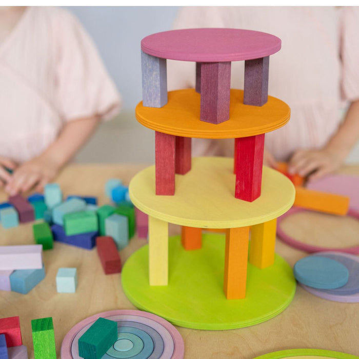 Concentric Circles and Rings - Pastel - Grimm's Wooden Toys