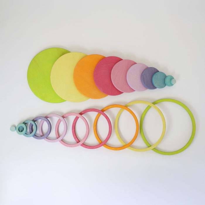 Concentric Circles and Rings - Pastel - Grimm's Wooden Toys